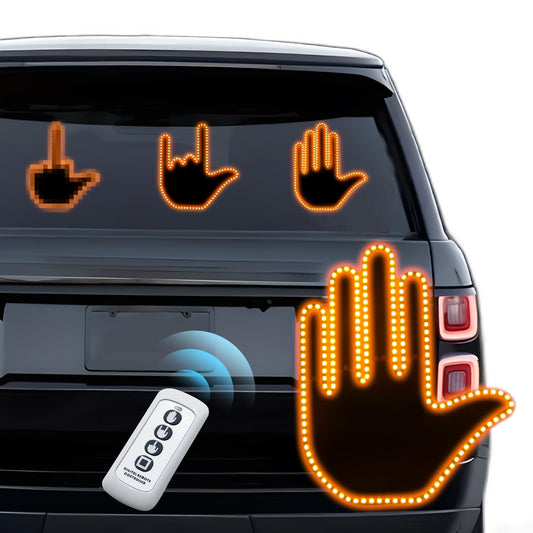 LED Illuminated Gesture Light Car Finger Light With Remote Road Rage Signs Middle Finger Gesture Light Hand Lamp Rear Windshield
